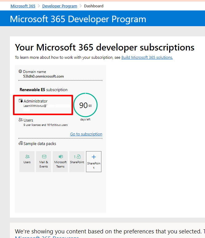 Setting up and creating Microsoft 365 Developers Account